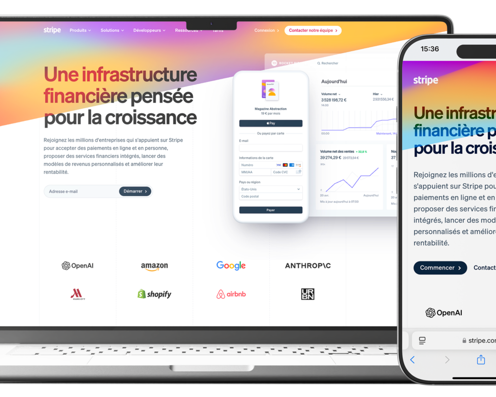 stripe landing page